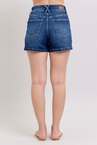 Women’s Plus Size Double Button Waist Denim Shorts