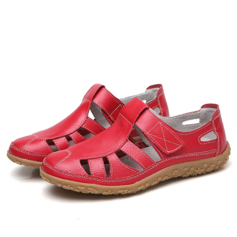 Women’s Casual Cutout Walking Sandals for Spring and Summer Red