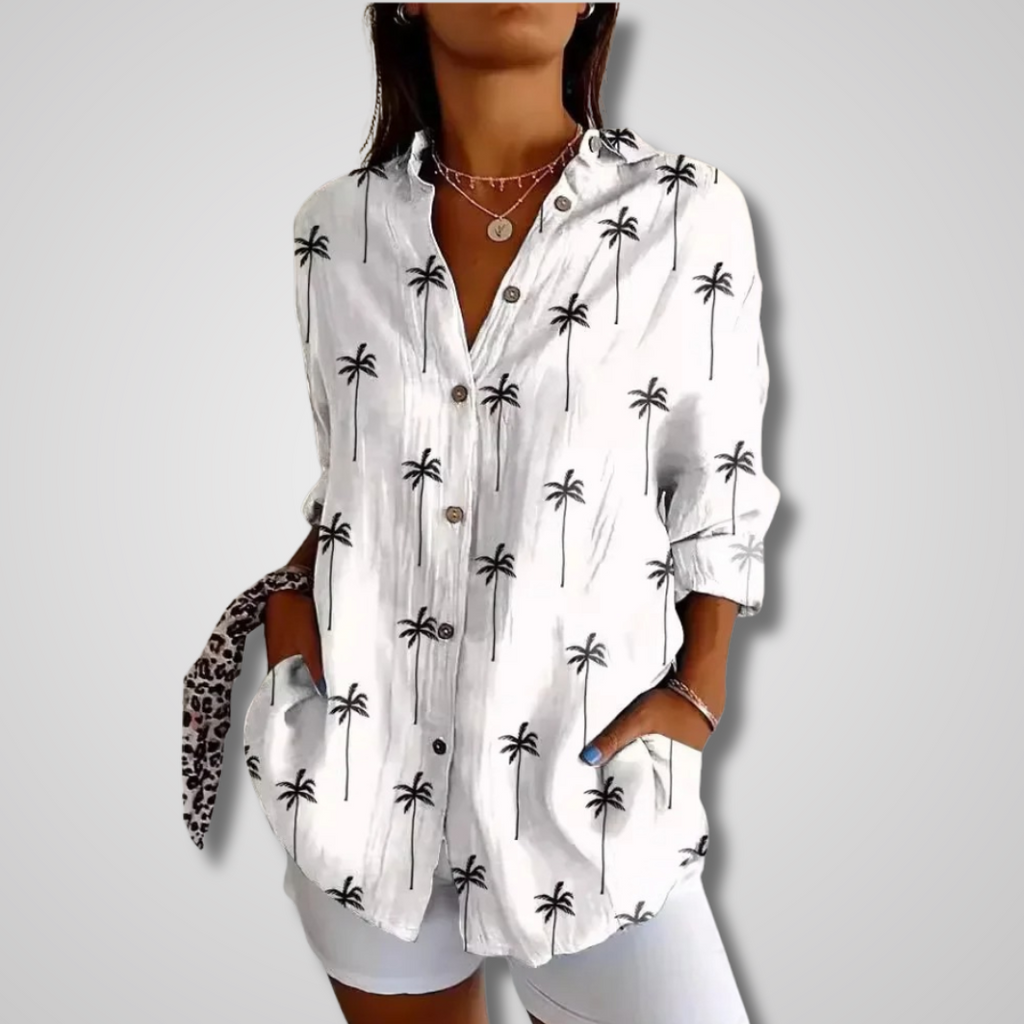 Women’s Vintage Casual Blouse - Relaxed Summer Top White