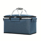 Portable Collapsible Picnic Basket | Leakproof Insulated Blue