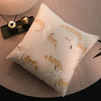 Classic Crane and Pine Embroidered Cushion Cover Decor Set White