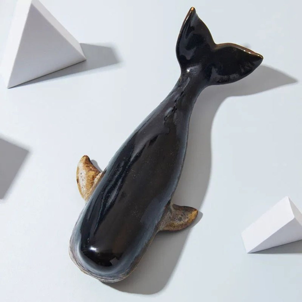 Sculptural Porcelain Whale Piece | Stylish Nautical Accent