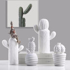 Elegant Porcelain Cactus Collection | Modern Shelf Accent