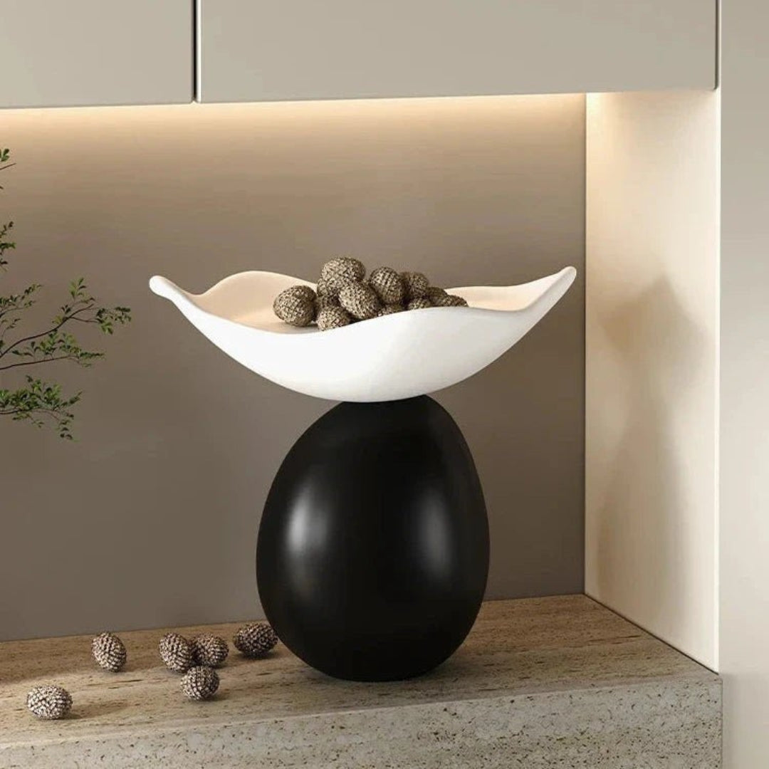 Artistic Asymmetrical Resin Sculptural Bowl for Kitchen White