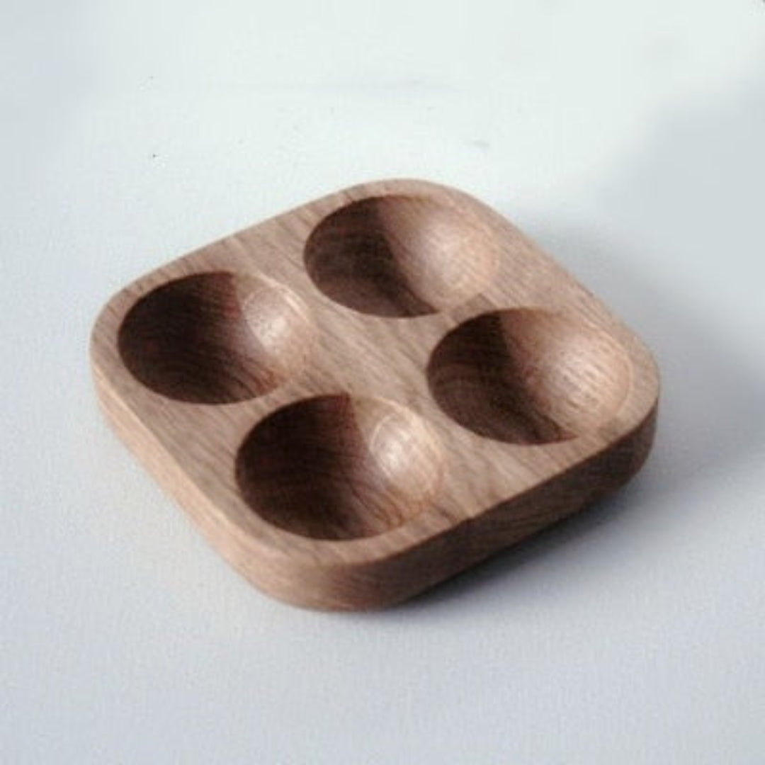 Artisan Wooden Egg Holder for Chic Kitchen Counter Storage 4 Eggs