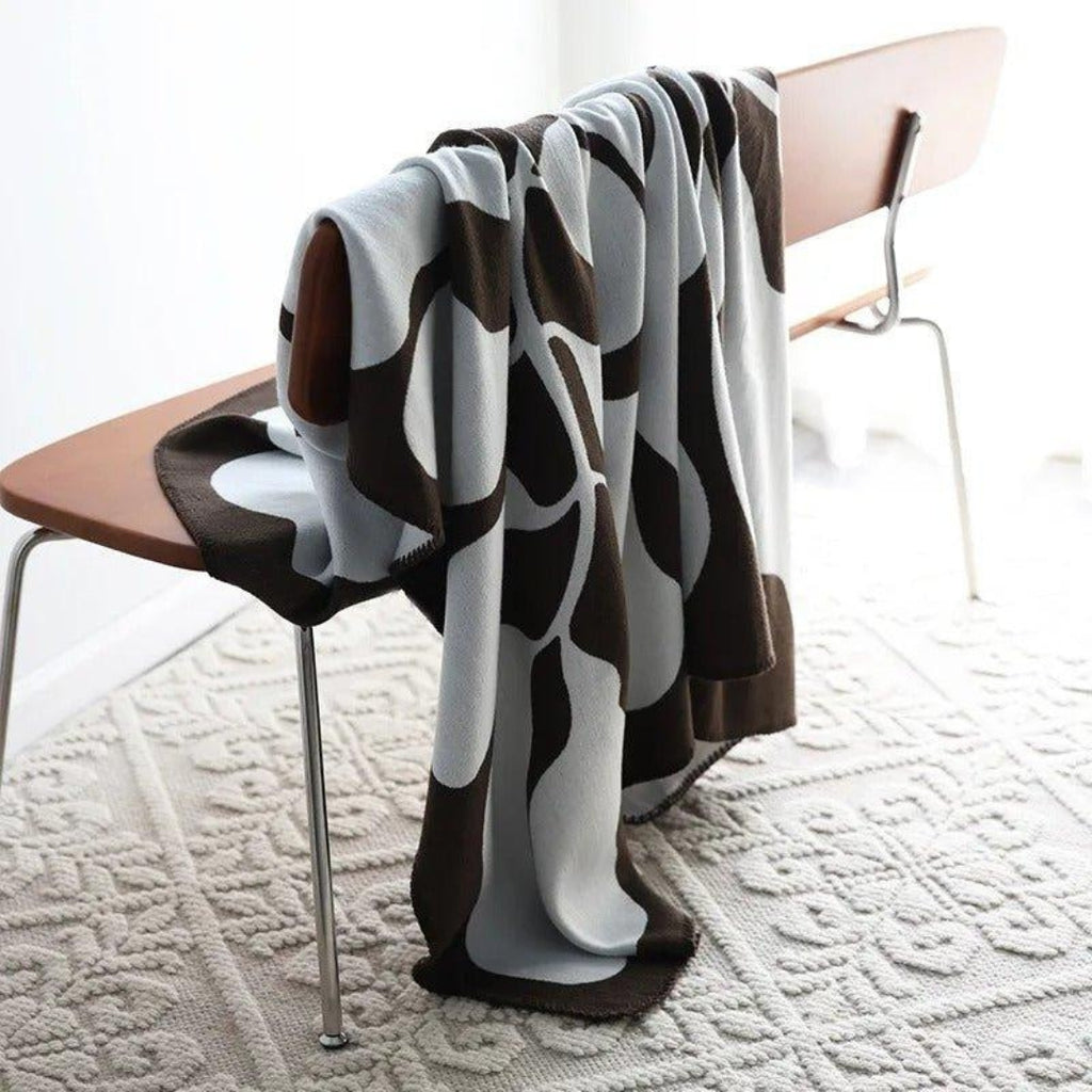 Modern Bohemian Living Blanket Featuring Abstract Design Black