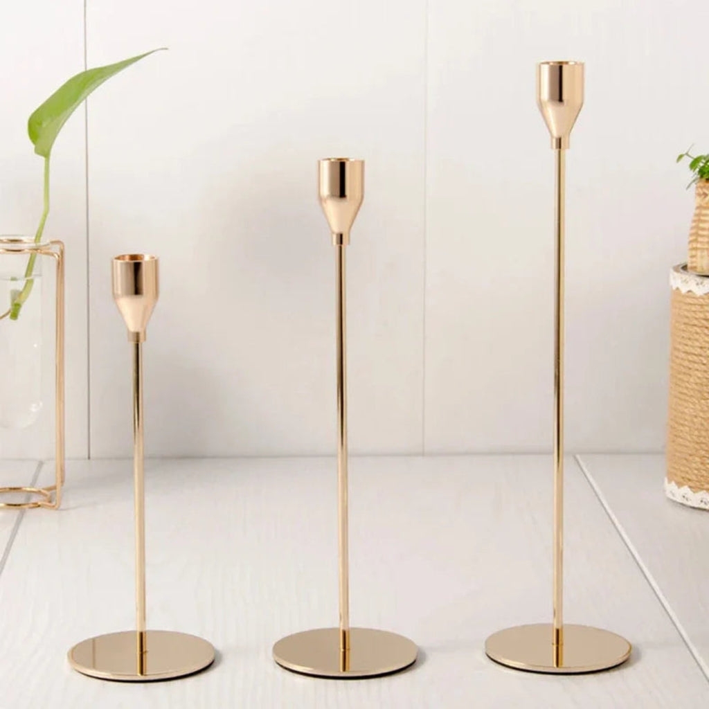 Sleek Metal Candle Holders for Warm Cozy Interior Decor