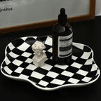 Contemporary Checkered Ceramic Storage Tray | Modern Living