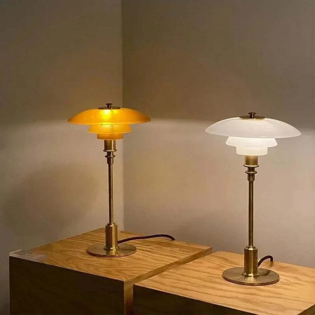 Elegant Glass Table Lamp LED Light | Tabletop Accent Piece