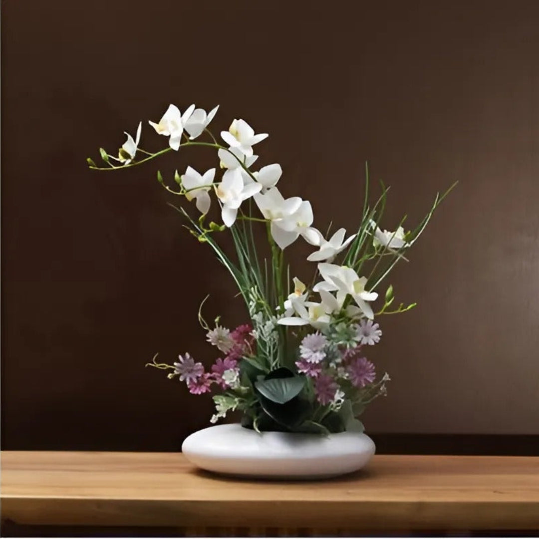 Minimalist Ceramic Dove Vase with Orchid Flower Display Style 3