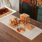 Modern Japanese Wooden Coaster Set for Tabletop Protection