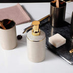Luxe Ceramic Bathroom Set | Golden Accent Accessories Kit