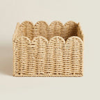 Handwoven Wicker Storage Basket | Minimal Wave Edge Storage Small (24*24*14cm)
