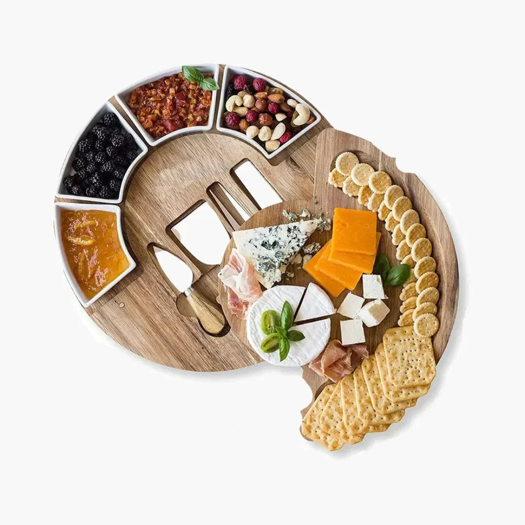 Elegant Acacia Wood Cheese Board Set for Entertaining Guests
