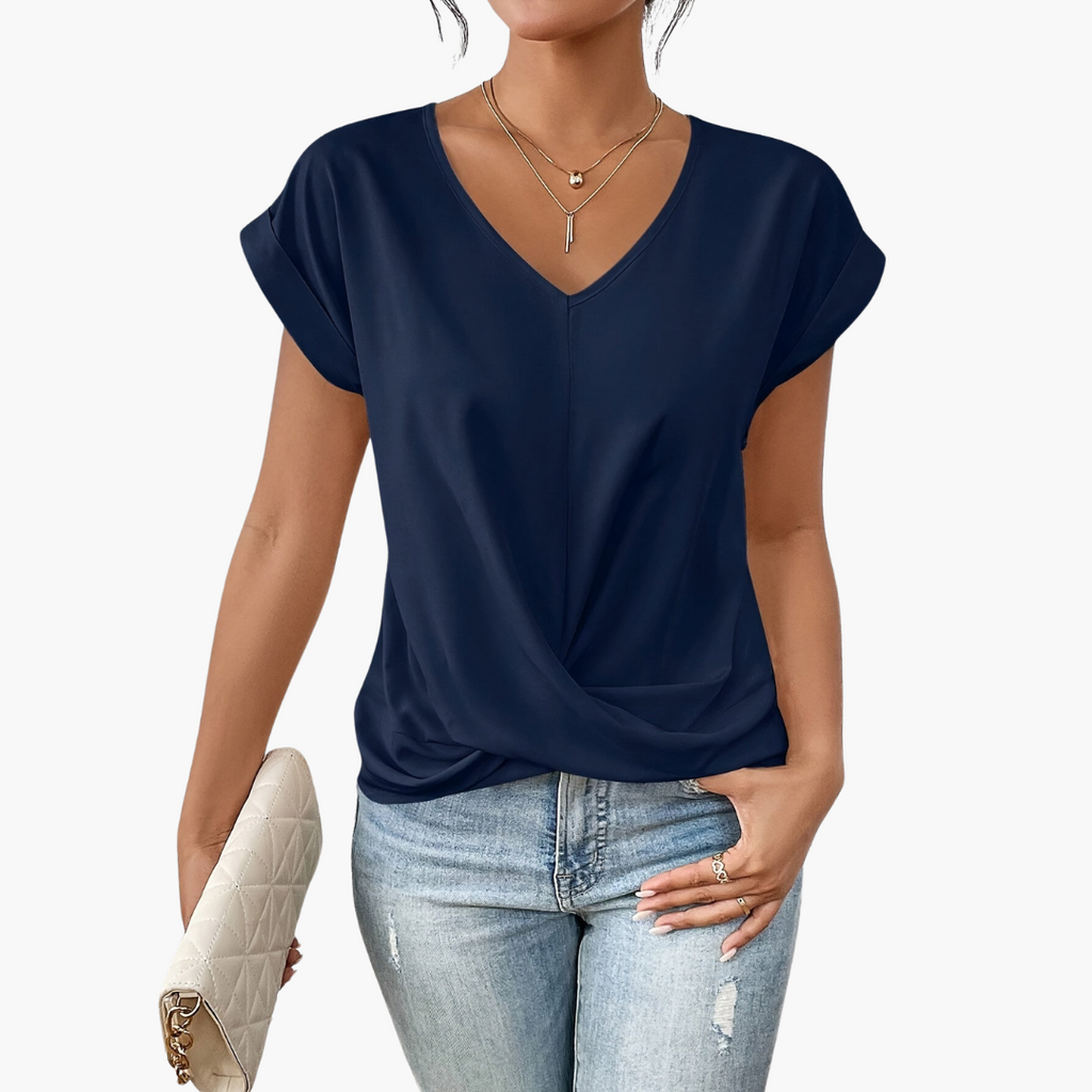 Women’s Casual T-Shirt with Flattering Heart Neckline Blue