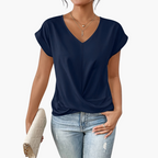 Women’s Casual T-Shirt with Flattering Heart Neckline Blue