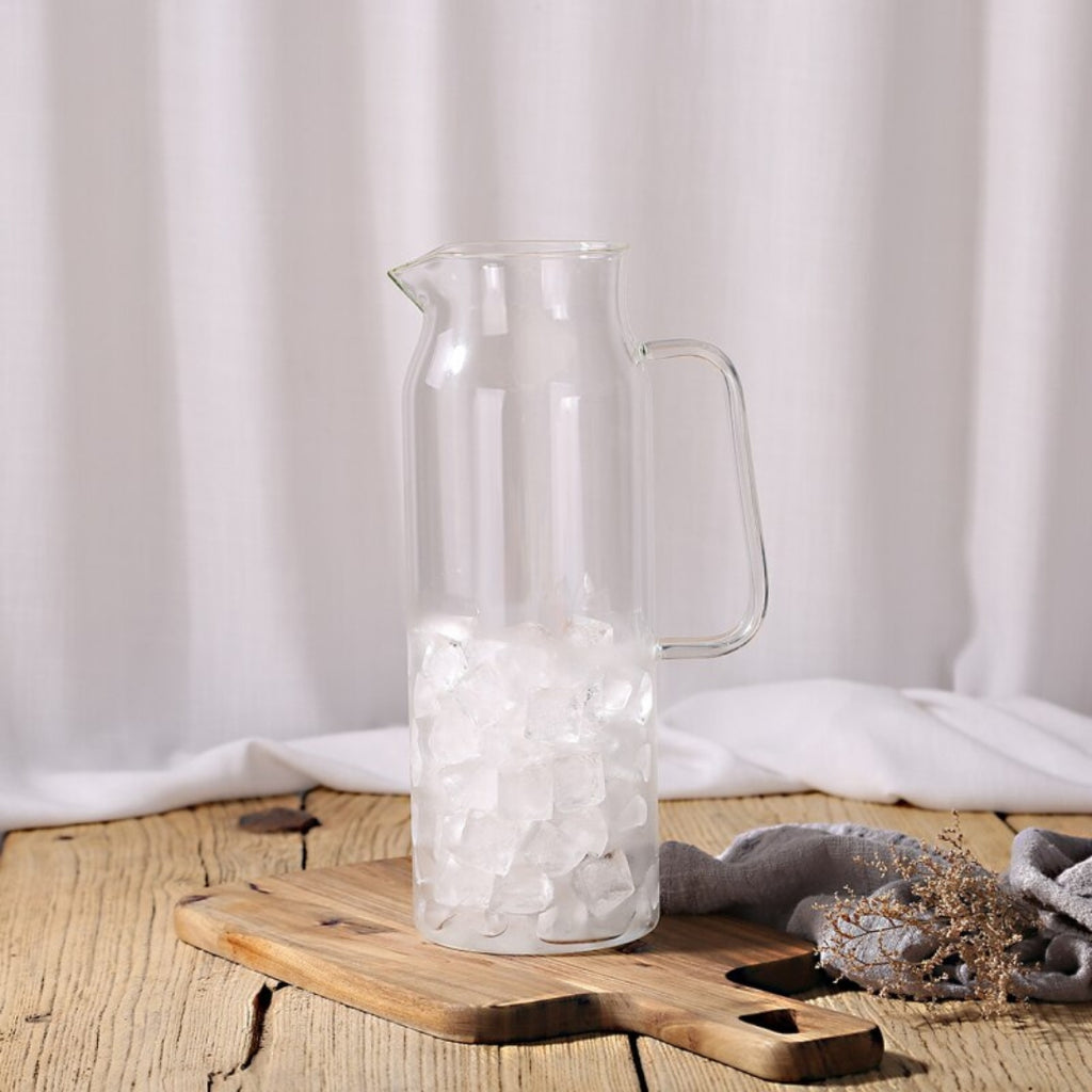 Elegant Glass Water Pitcher with Heat Resistant Steel Lid