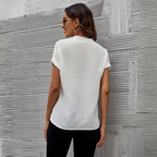 Women’s Elegant Blouse with V-Neck and Short Sleeves