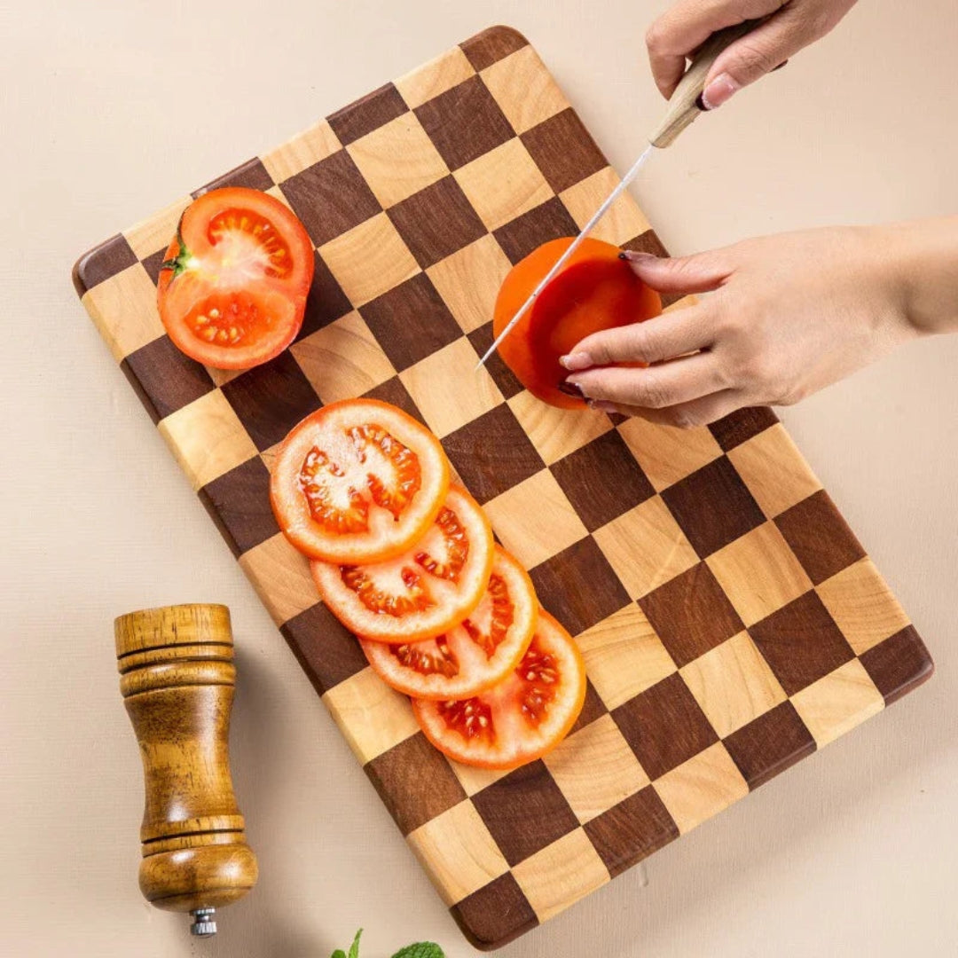 Premium Acacia Wood Cutting Board | Safe Non-Slip Prep Area