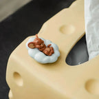 Playful Cheese Shaped Ceramic Tissue Box | Modern Accent