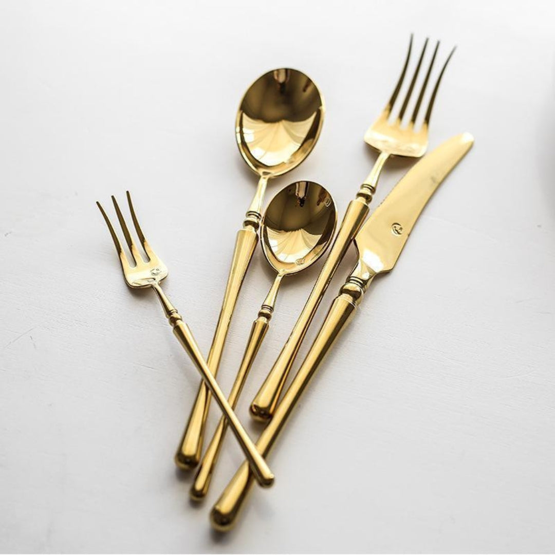 Elegant Gold Stainless Steel Cutlery Set for Stylish Dining