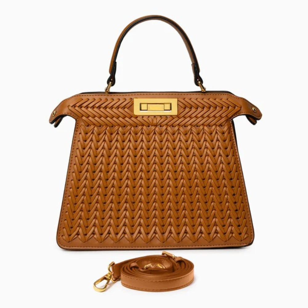 Alia | Women’s Woven Leather Handbag | With Crossbody Strap