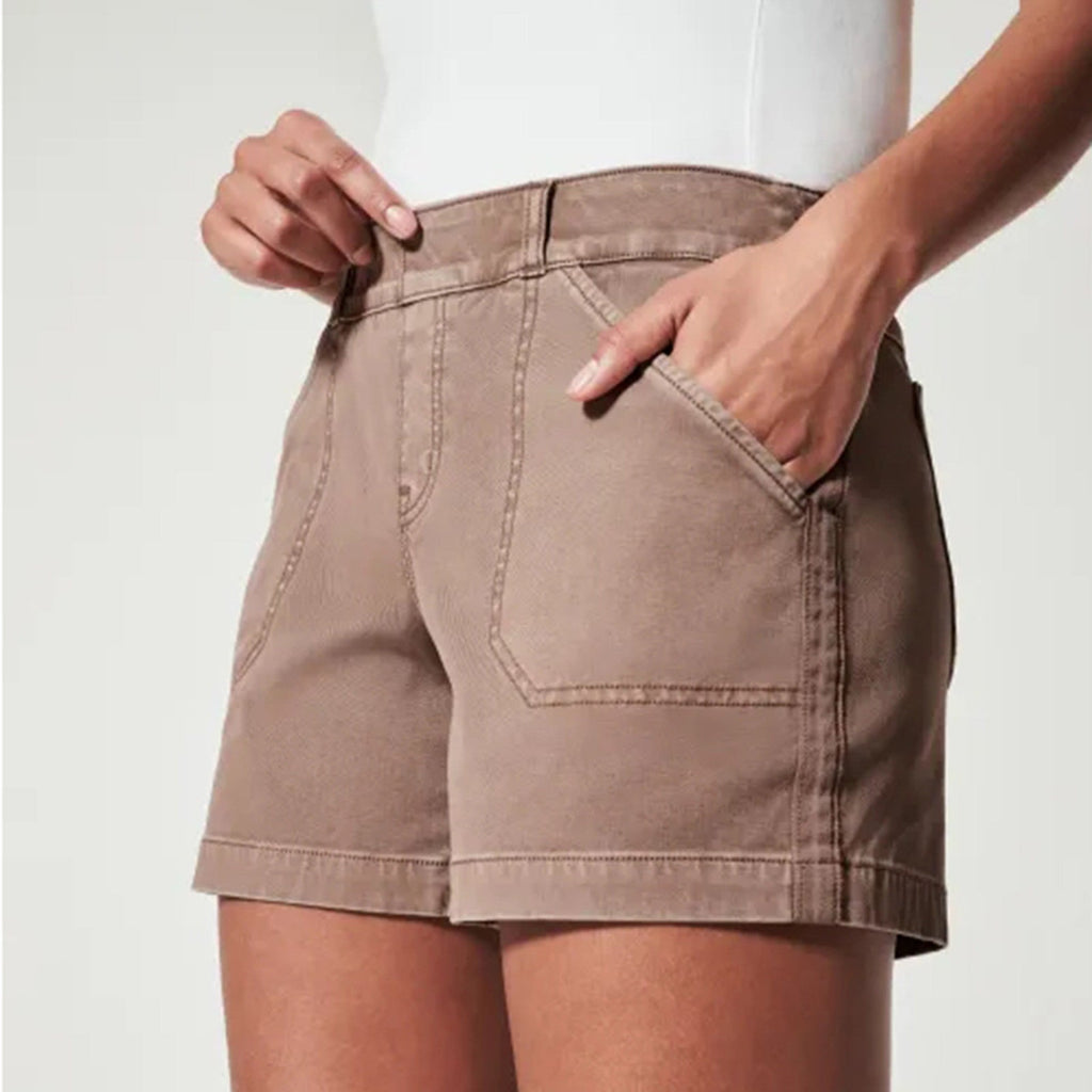Women’s Pull-On Stretch Denim Shorts for Everyday Comfort Khaki