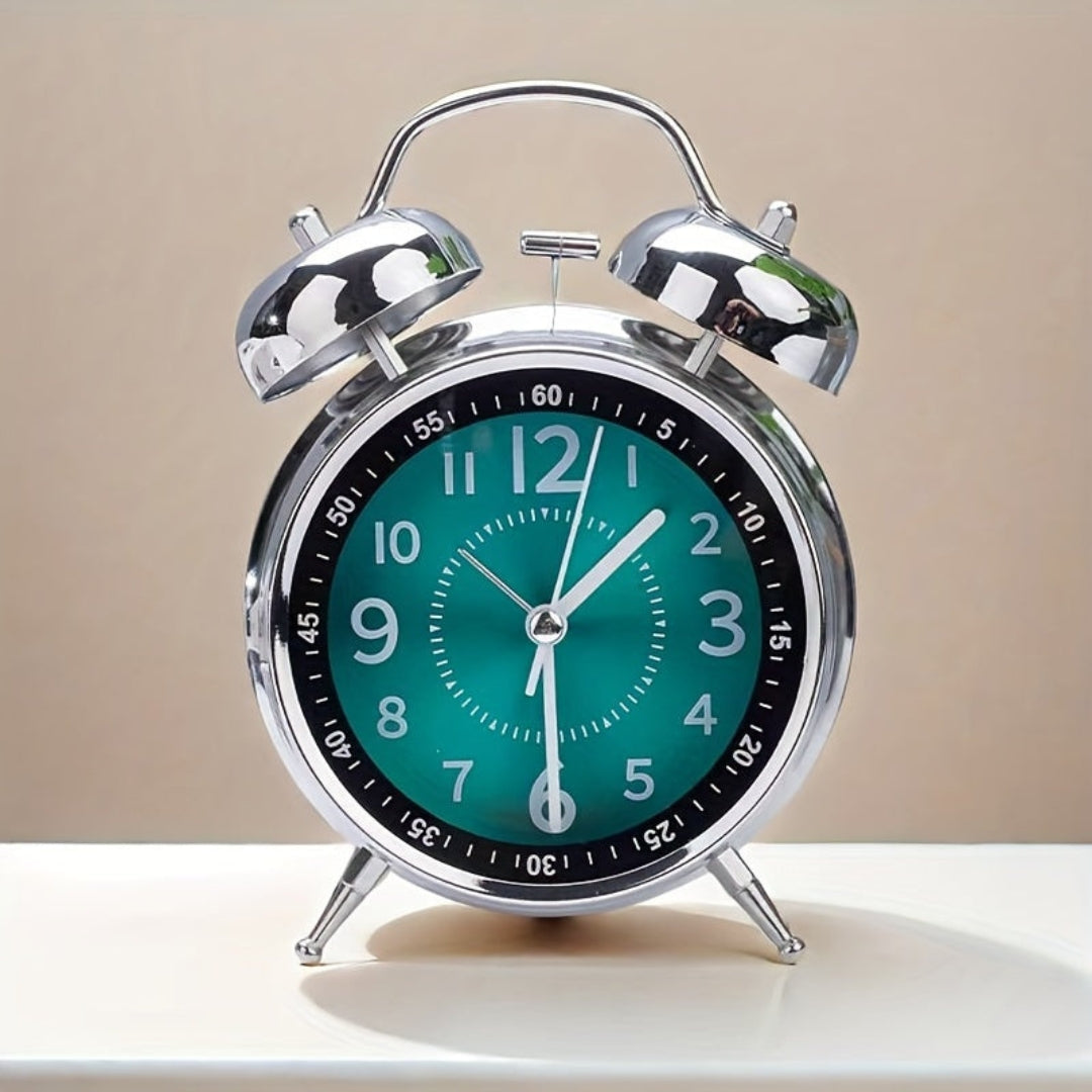 Vintage Bell Top Alarm Clock | Reliable Twin Bell Wake Green