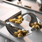 Modern Round Stainless Steel Serving Tray for Living Room