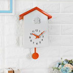 Decorative Quartz Cuckoo Wall Clock for Interior Decor Spaces Orange & White