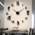 Elegant 3D Cat Wall Clock as a Stylish Interior Accent Black