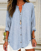 Women’s Relaxed Striped Button Blouse – Casual Summer Top