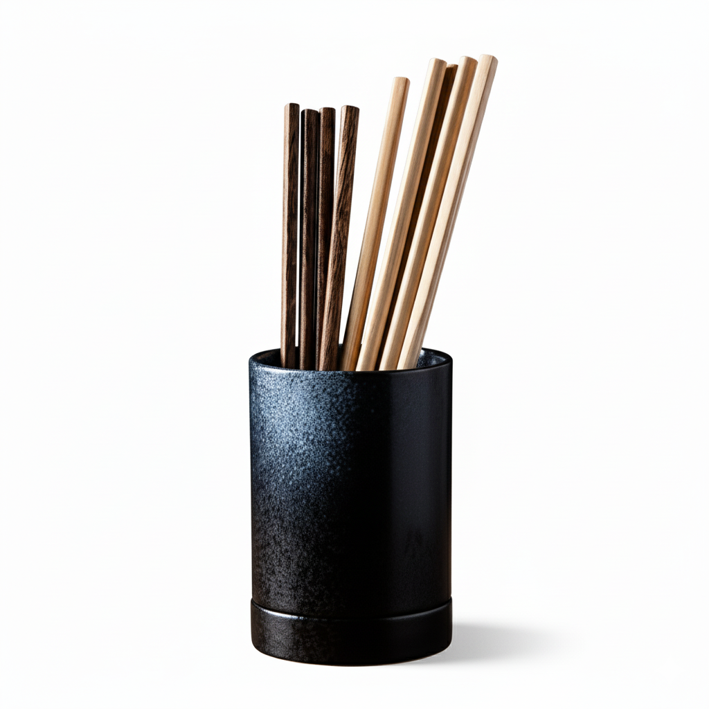 Ceramic Cutlery Holder for Stylish and Tidy Kitchen Counter Black