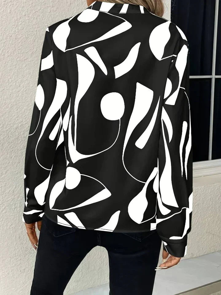 Women’s Abstract Print Long Sleeve Blouse