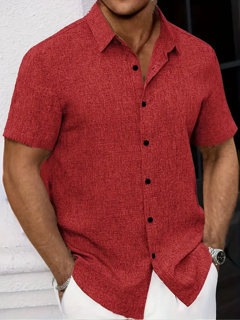 Men’s Lightweight Classic Short Sleeve Shirt – Perfect Summer Top Red
