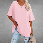 Women’s Relaxed Oversized V-Neck Top Pink