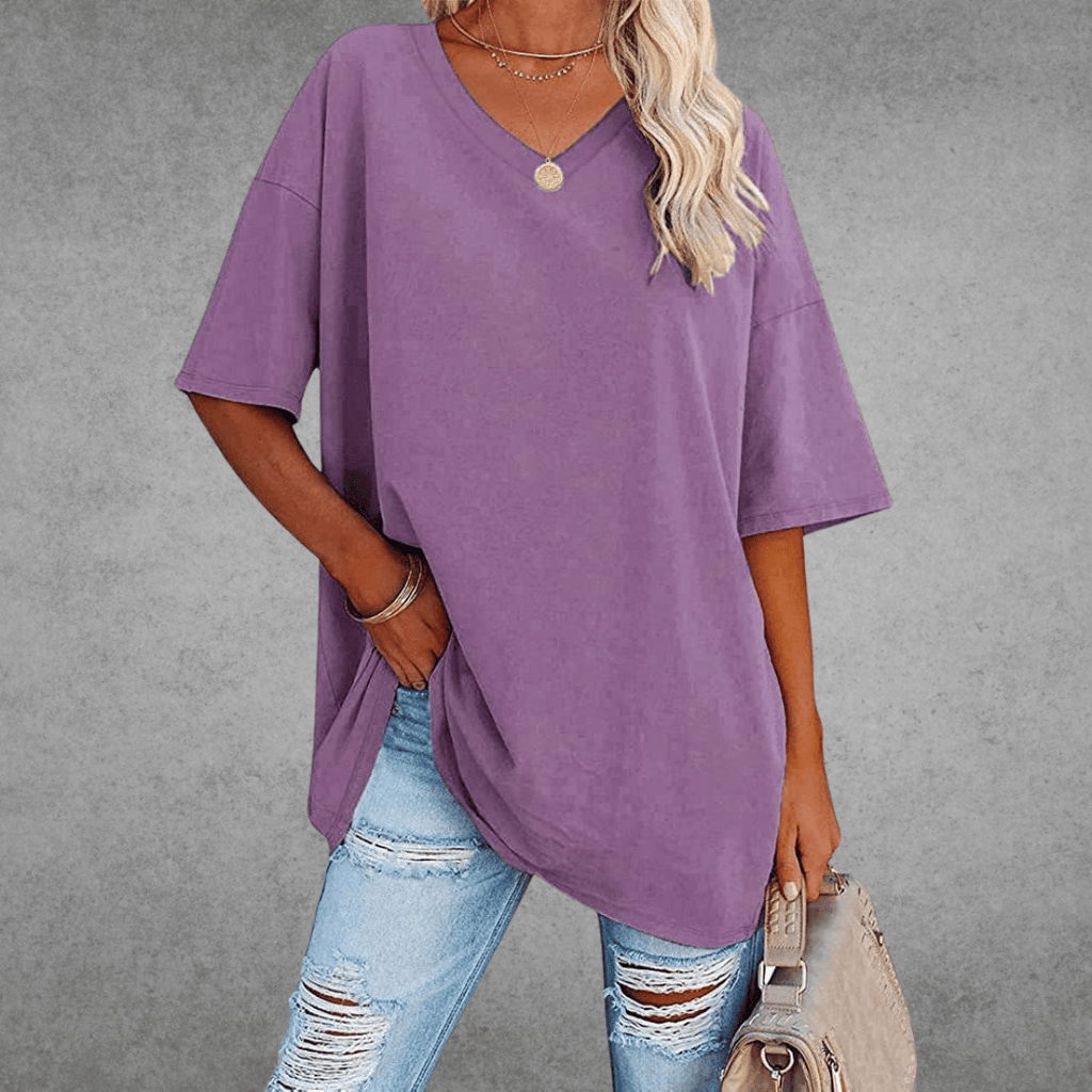 Women’s Relaxed Oversized V-Neck Top Lilac