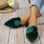 Women’s Closed Toe Slip-On Fashion Mules – Everyday Footwear Dark Green