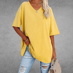Women’s Relaxed Oversized V-Neck Top Yellow
