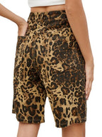 Women’s Leopard Print High Waist Denim Shorts