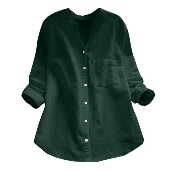 Women’s Relaxed Fit Button Shirt Blouse for Summer Styling Green