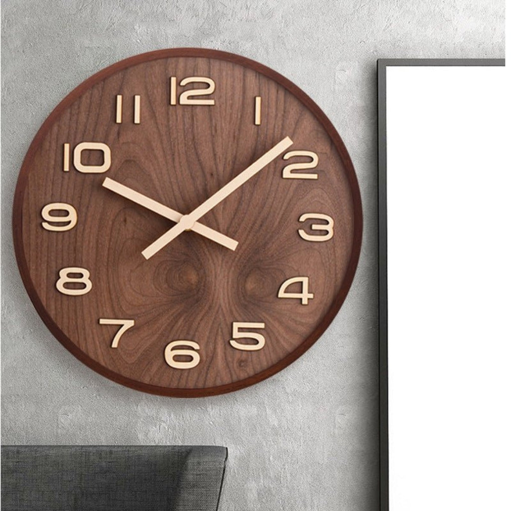 Organic Wood Wall Clock with Silent Mechanism for Living