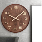 Organic Wood Wall Clock with Silent Mechanism for Living
