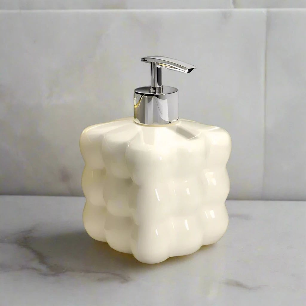 Decorative Luxury Soap Dispenser for Bathroom and Kitchen White