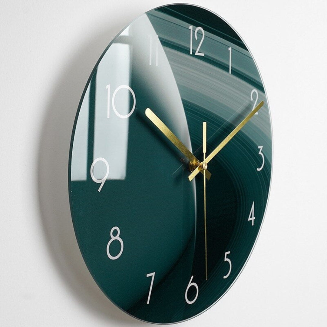 Contemporary Glass Wall Clock with Sleek Home Decor Accent Style E