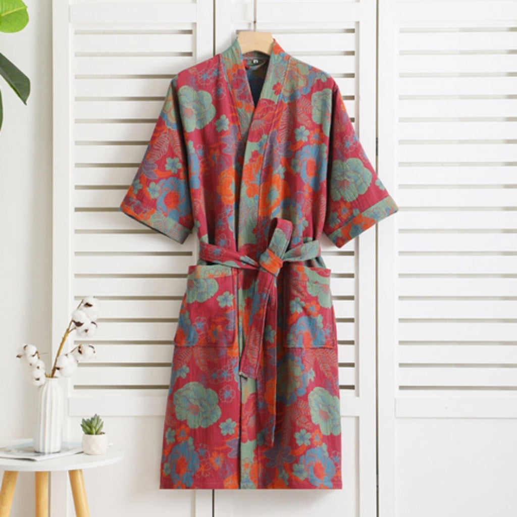 Hotel-Style Bathrobe Offering Luxe Comfort and Relaxed Shape Red