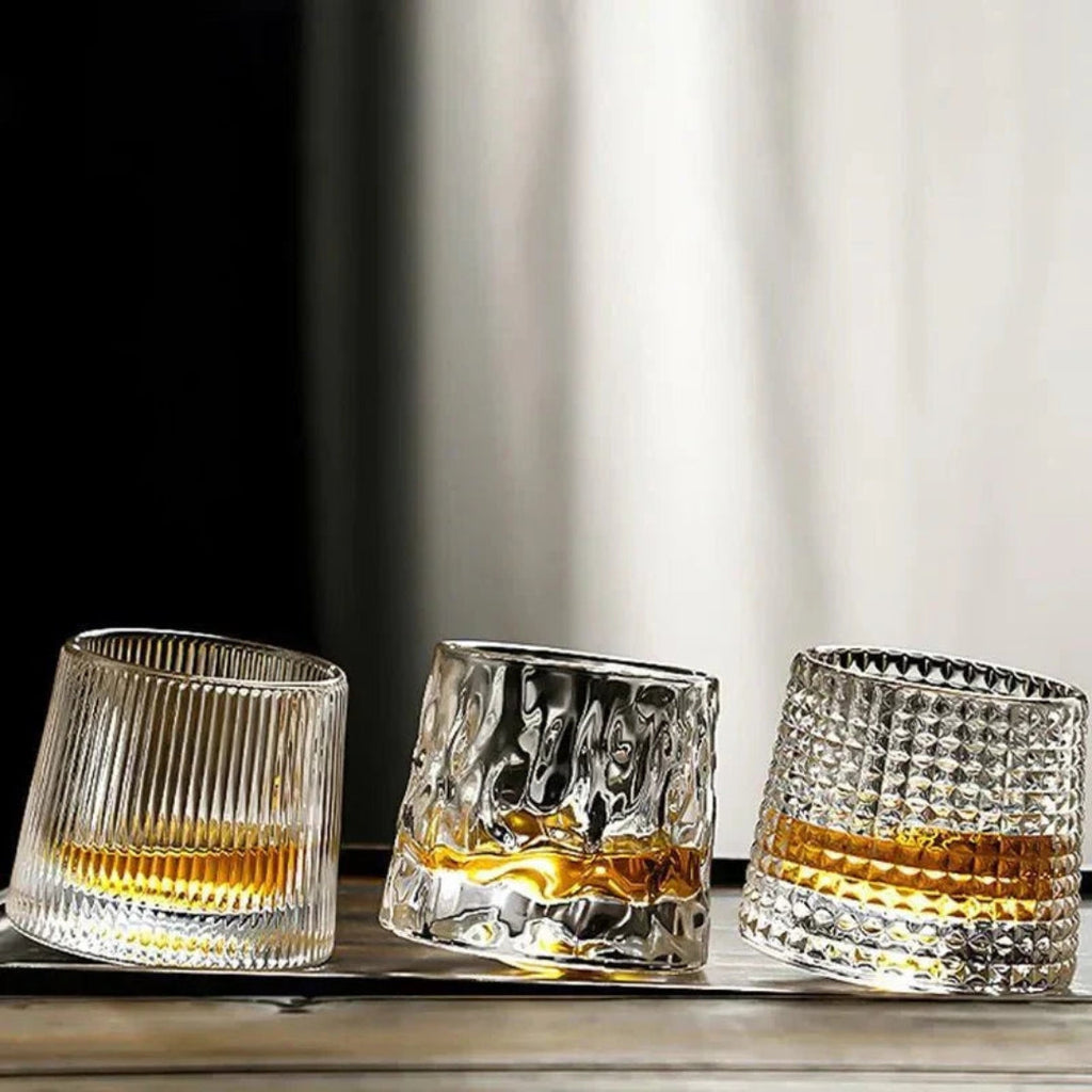 Premium Whiskey Glass with Rotating Base for Balanced Flavor