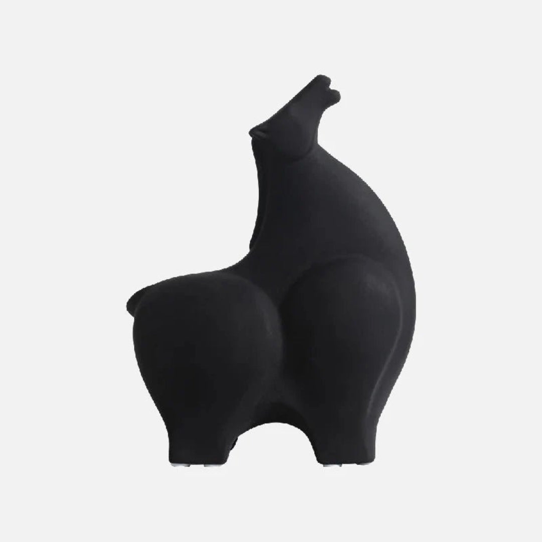 Sculptural Ceramic Animal Figure | Modern Interior Accent Black Up