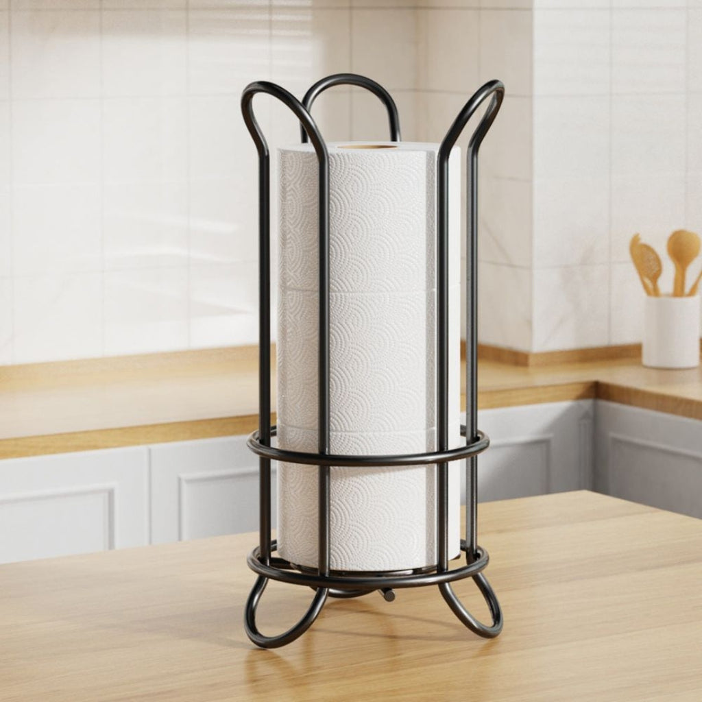 Modern Toilet Paper Holder | Space Saving Stand Black