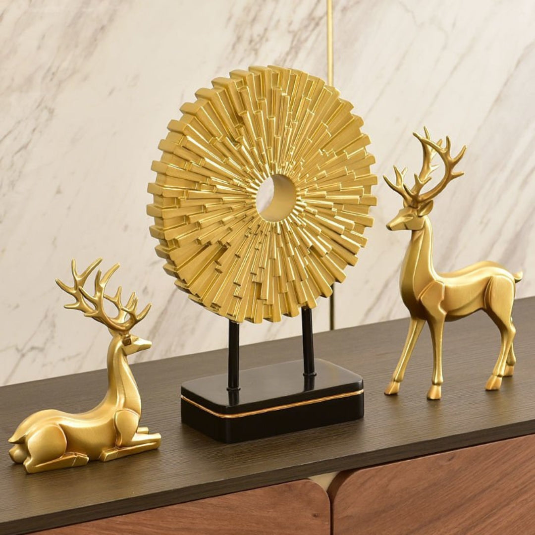 Elegant Round Resin Figurine | Subtle Luxury Home Accent Gold L